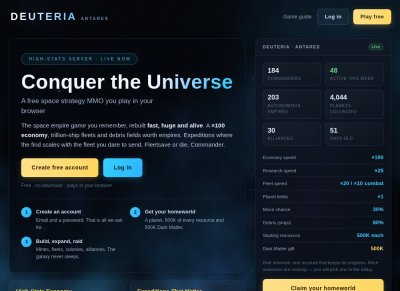Screenshot of Deuteria - Free Browser Space Strategy MMO like OGame